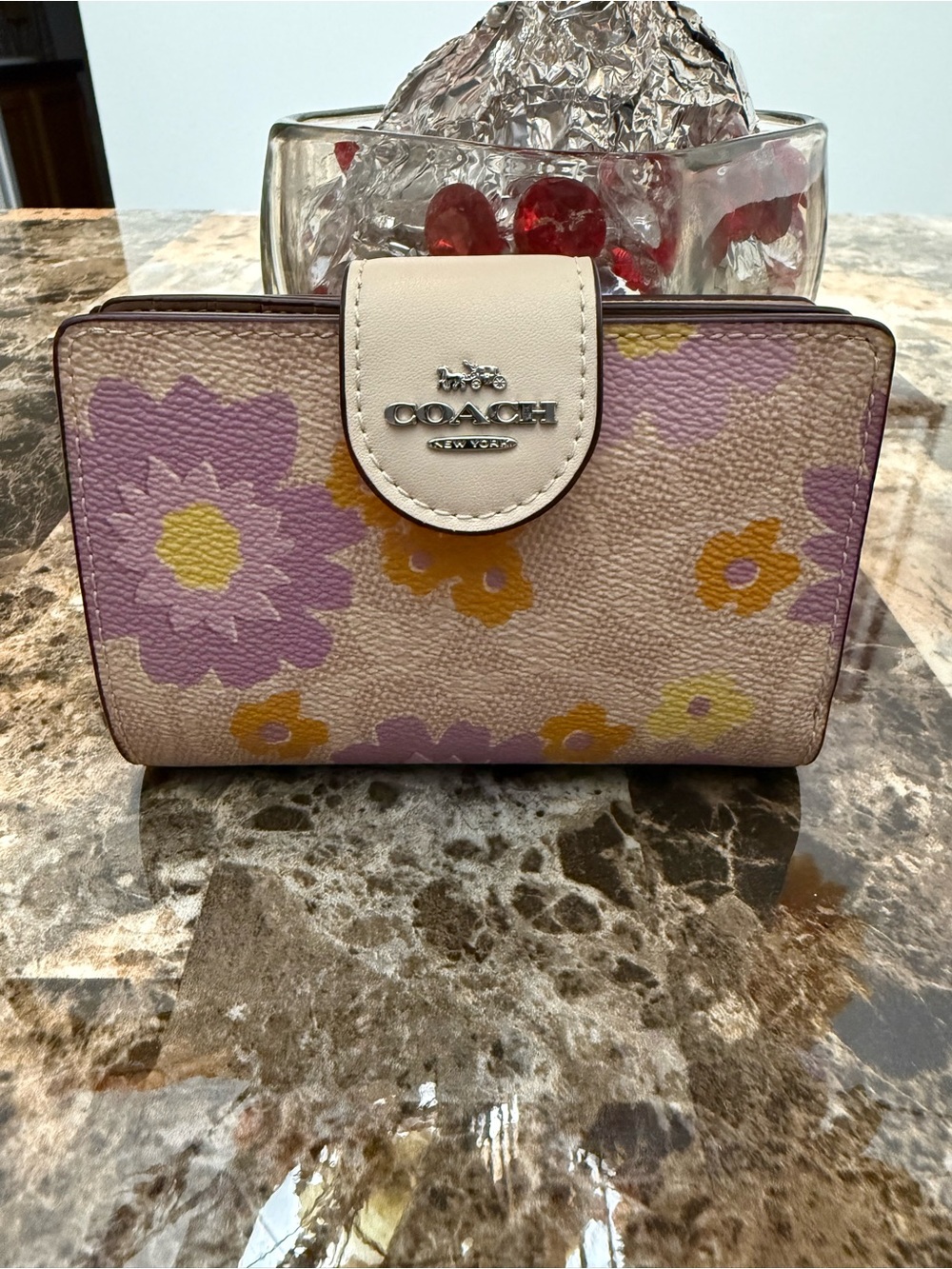Coach Floral Wallet in Pink, Yellow and Cream